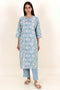 Bizzy Lizzy Kurta Pant Set With Kota Dupatta In Block Print